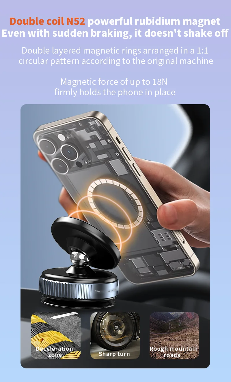 Strong Magnetic Vacuum Suction Cup Phone Holder for Car, Gym & Kitchen