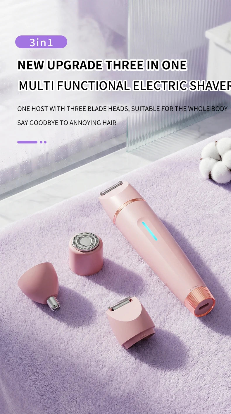 3-in-1 Waterproof Electric Lady Shaver & Painless Hair Removal Trimmer - 7