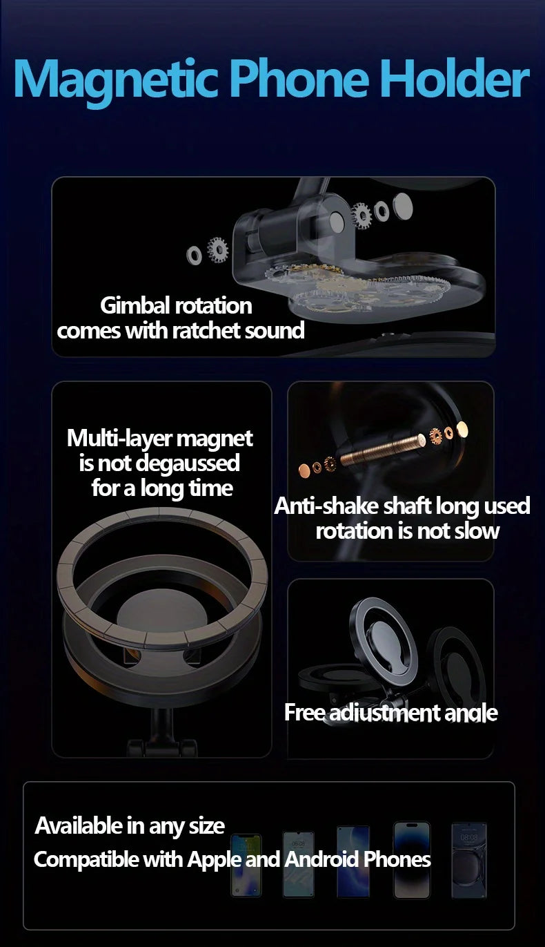 1040° Rotation Magnetic Car Phone Mount for iPhone 16 15 14 13 12 & Android