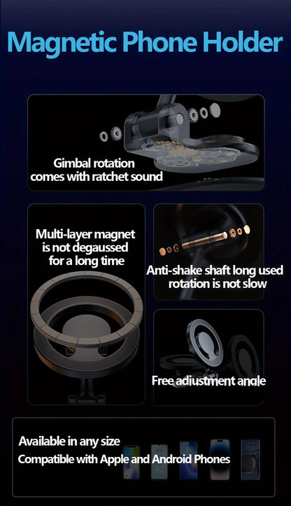 1040° Rotation Magnetic Car Phone Mount for iPhone 16 15 14 13 12 & Android