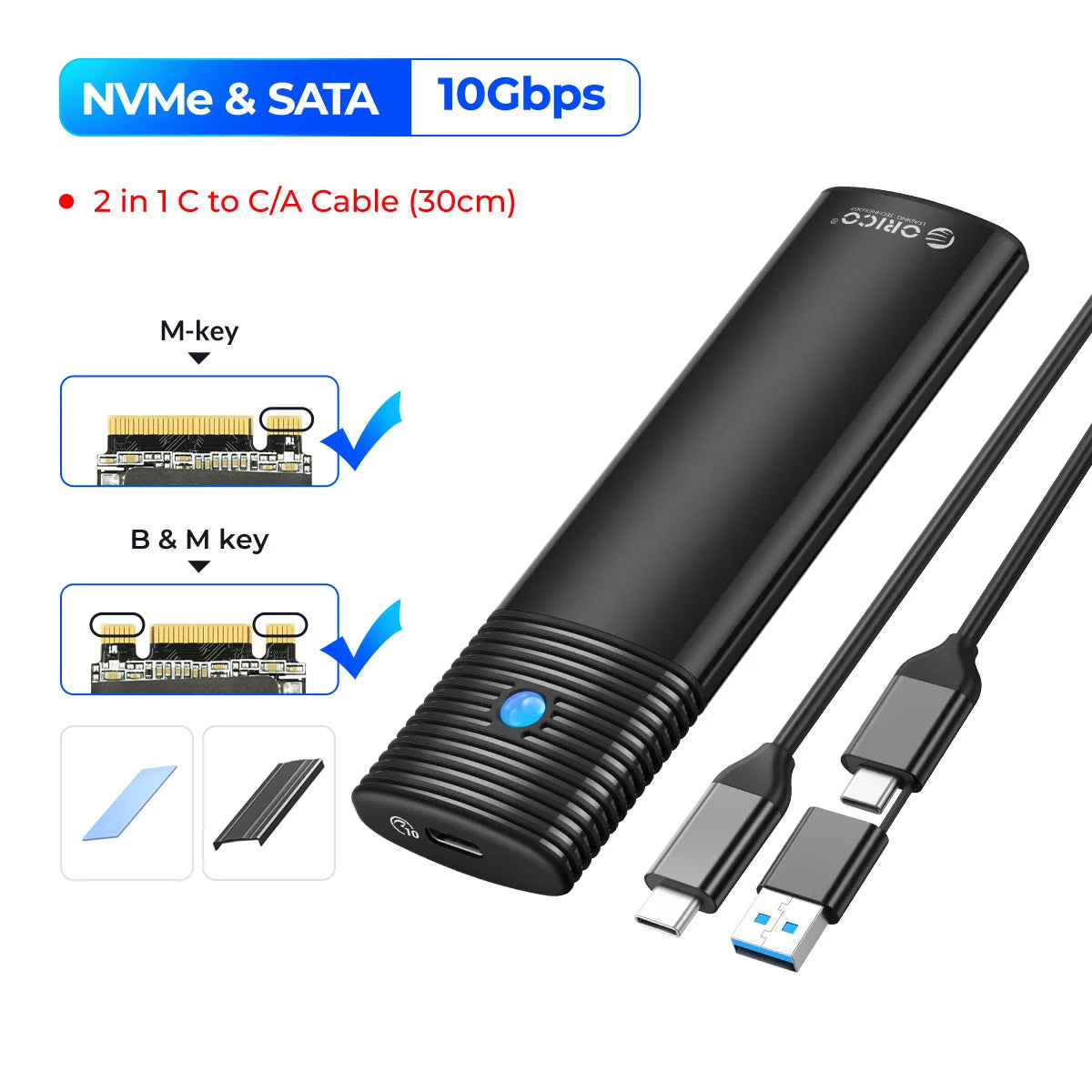 10Gbps M.2 NVMe SSD Enclosure Tool-Free Aluminum Case for 2280/2230 SSD - 34