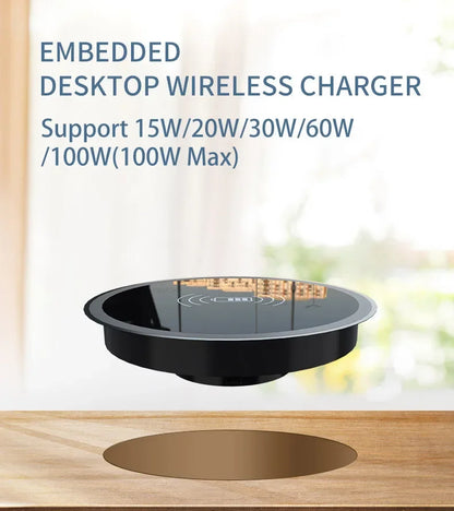 Invisible Desktop Wireless Fast Charger - 15W Embedded Charging Pad