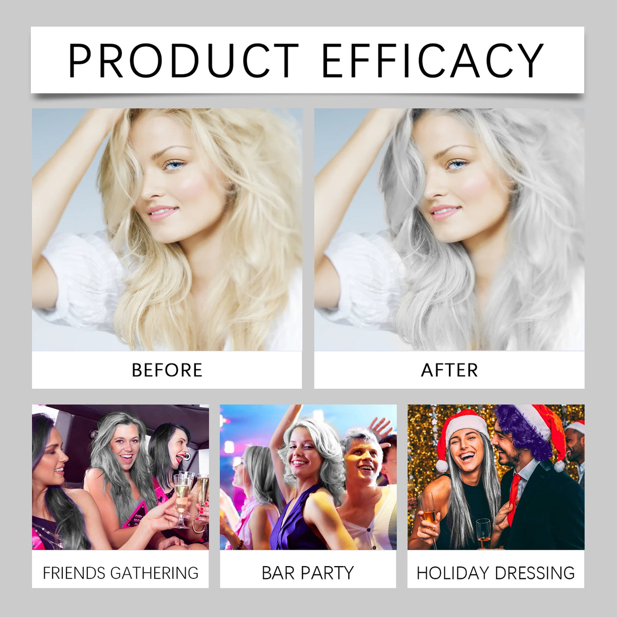 Permanent Silver Gray Hair Dye Cream - Professional Root & Full Coverage Formula