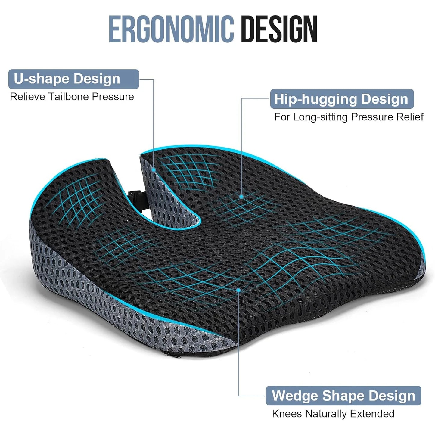 Memory Foam Car Wedge Seat Cushion for Driving & Posture Support