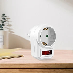 EU Socket Power Adapter with Switch - 16A German Standard Wall Plug - 9