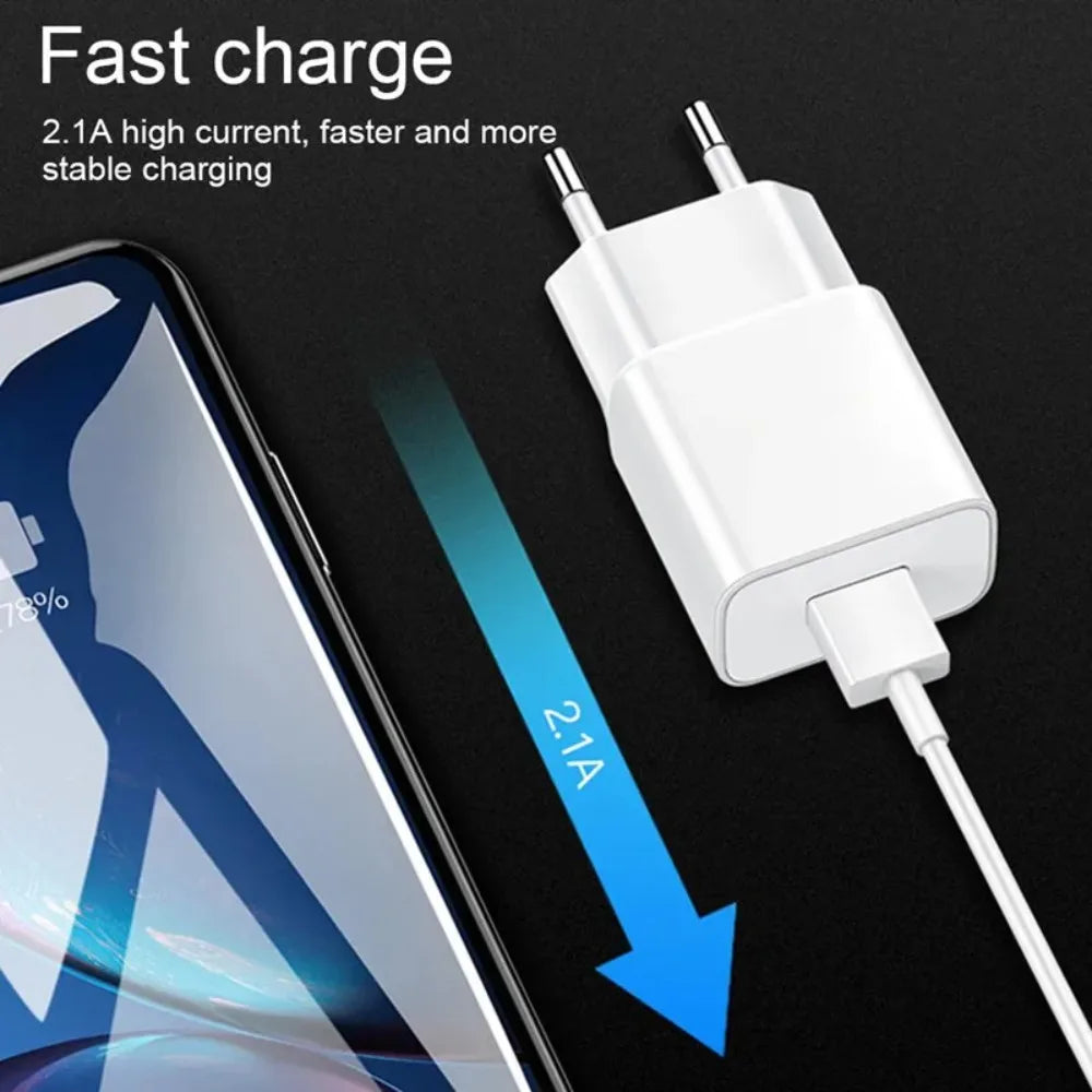 20W USB Fast Wall Charger with Type-C Cable for Smartphones & Tablets