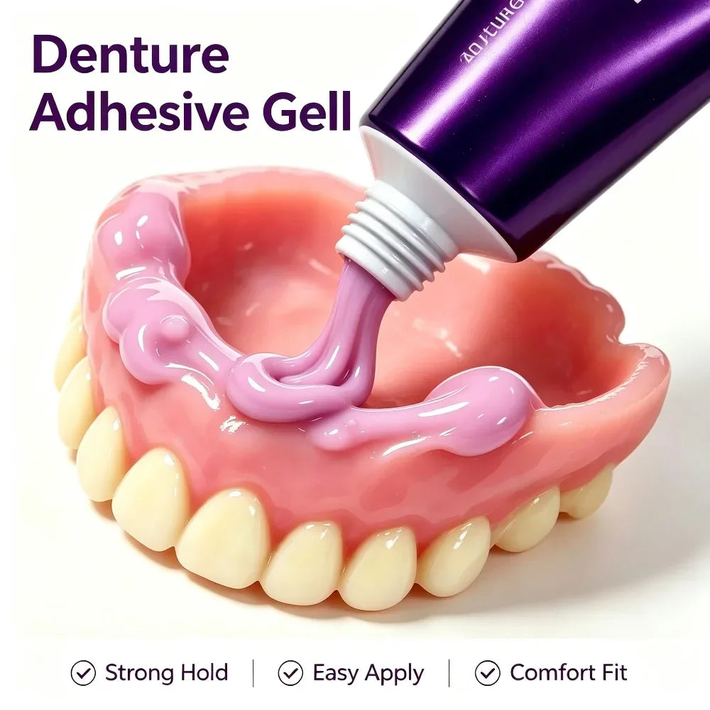 Silicone Denture Adhesive Cream - Long-Lasting Comfortable Hold for Dentures
