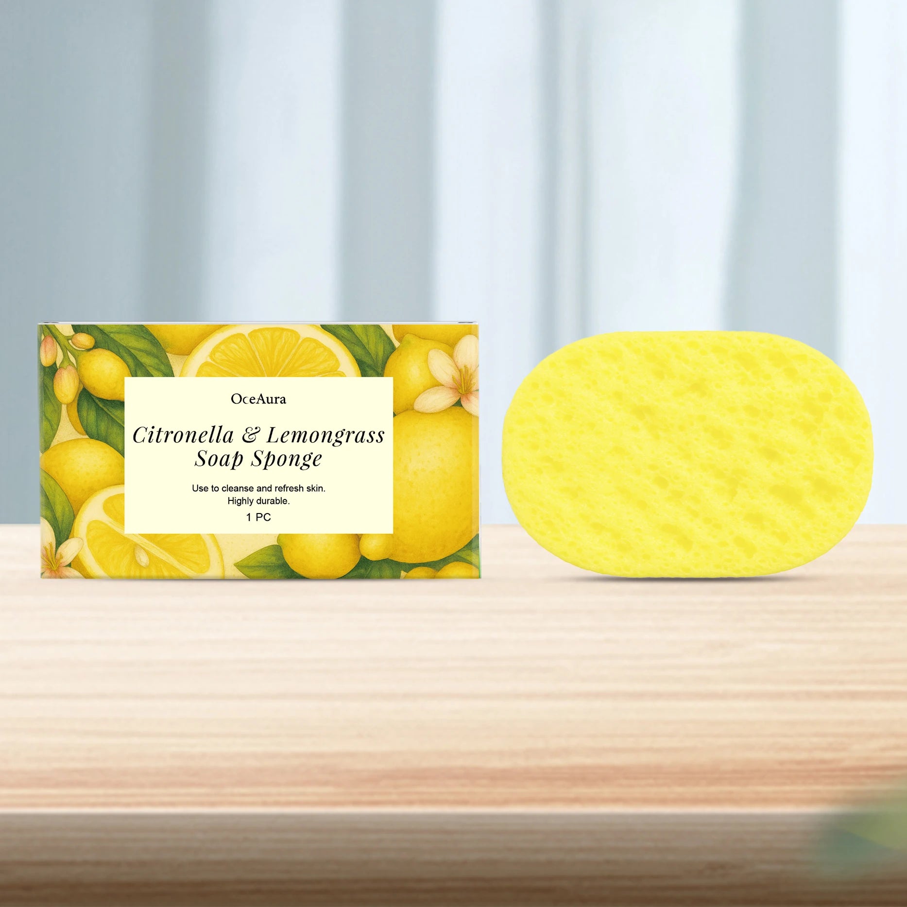 Citronella & Lemongrass Exfoliating Bath Sponge for Daily Skin Cleansing - 7