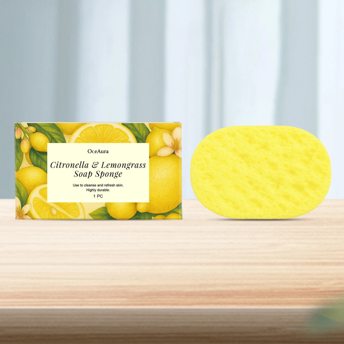 Citronella & Lemongrass Exfoliating Bath Sponge for Daily Skin Cleansing