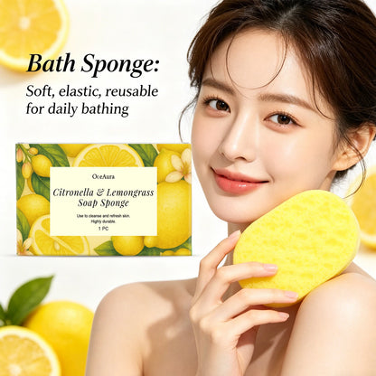 Citronella & Lemongrass Exfoliating Bath Sponge for Daily Skin Cleansing