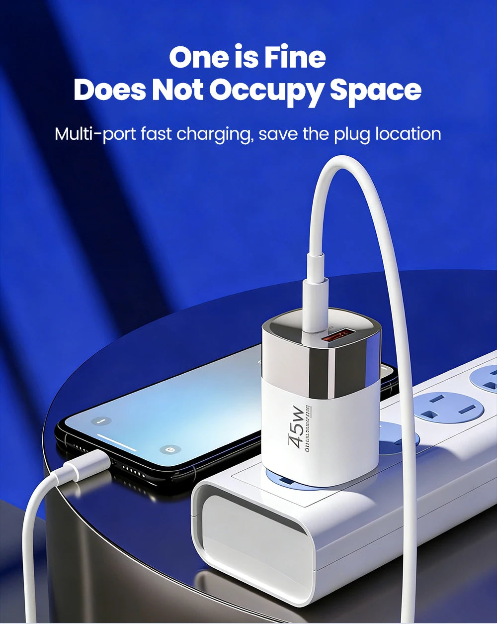 45W Dual Port USB-C & USB-A Fast Wall Charger for iPhone, Samsung, Huawei - 8