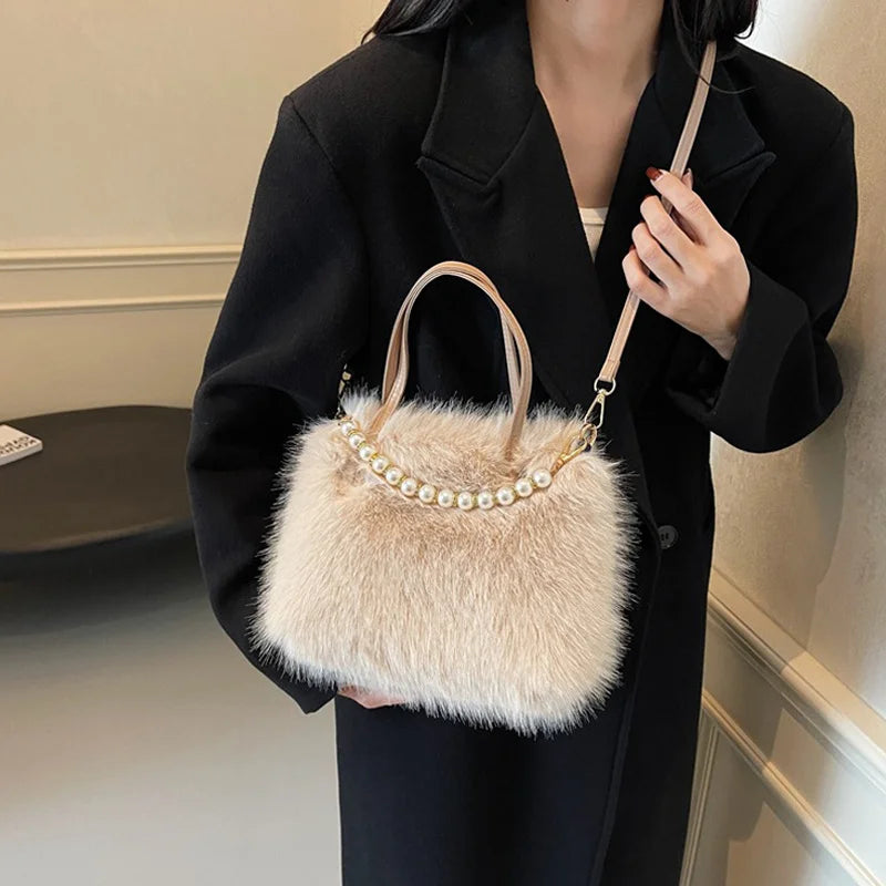 Luxury Plush Pearl Handbag