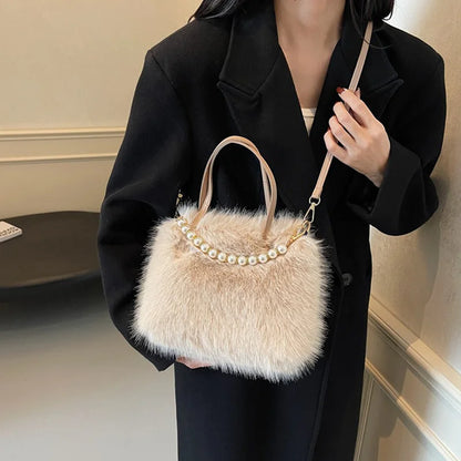 Luxury Plush Pearl Handbag