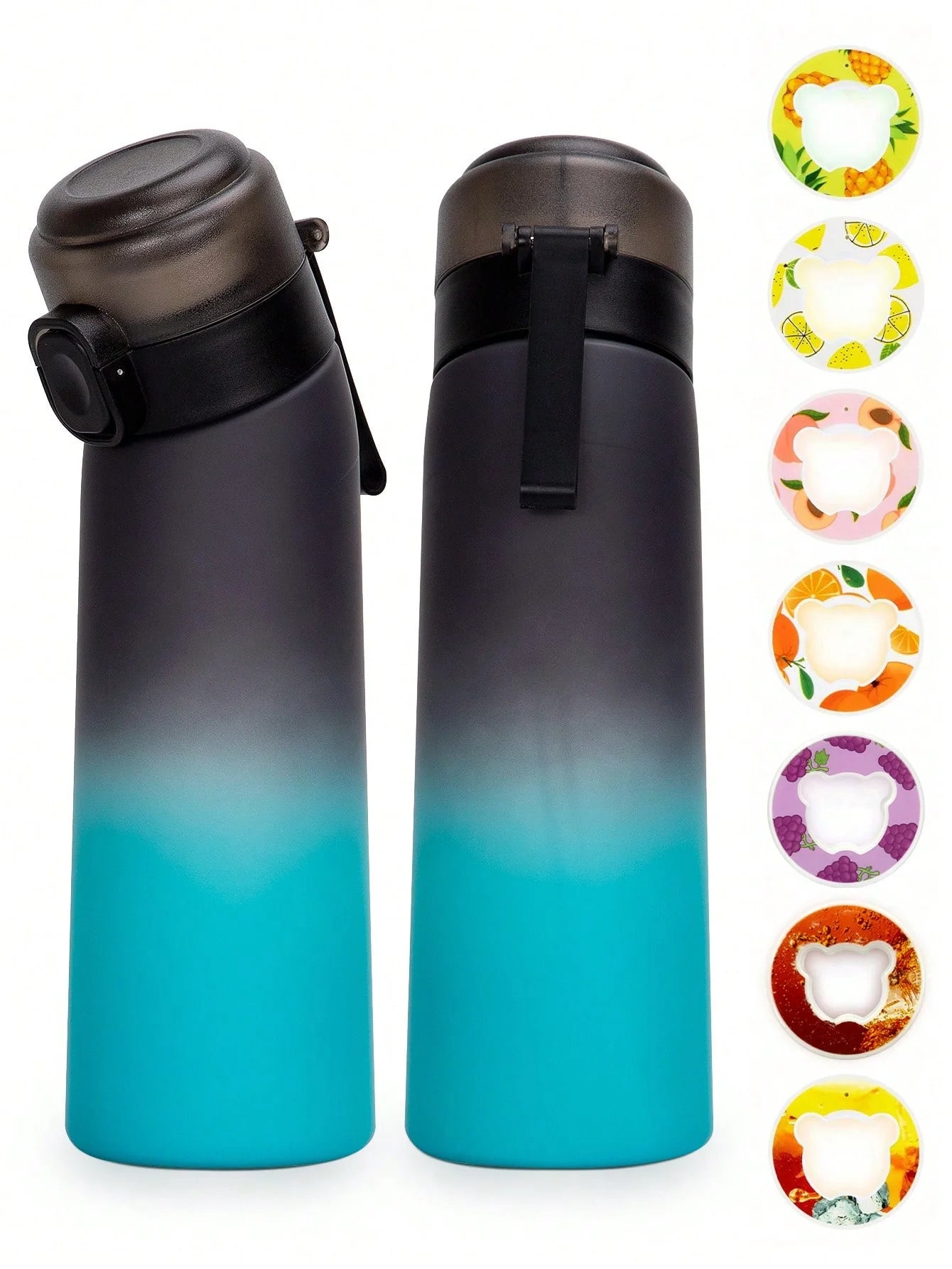 Gradient Scented Flavor Water Bottle - 650ml Sport Bottle with Flavor Pods