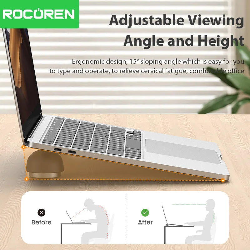 Magnetic Mini Laptop Cooling Stand - Aluminum Portable Notebook Holder