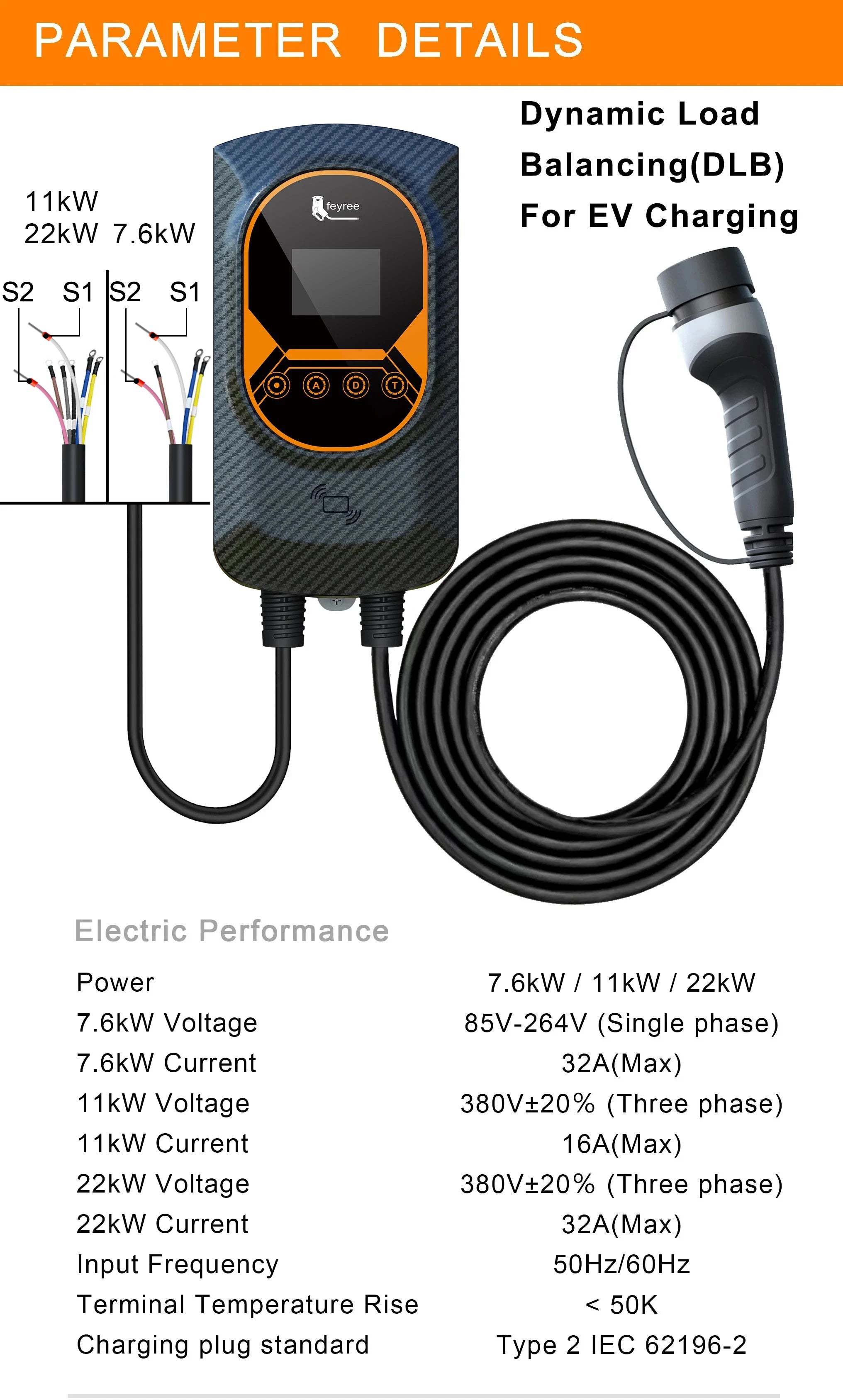 Type 2 Smart EV Wallbox Charger - 7.6kW/11kW/22kW with WiFi & App Control - 29