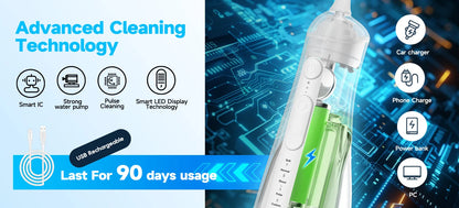 Portable Cordless Water Flosser - Rechargeable Oral Irrigator for Deep Teeth Cleaning