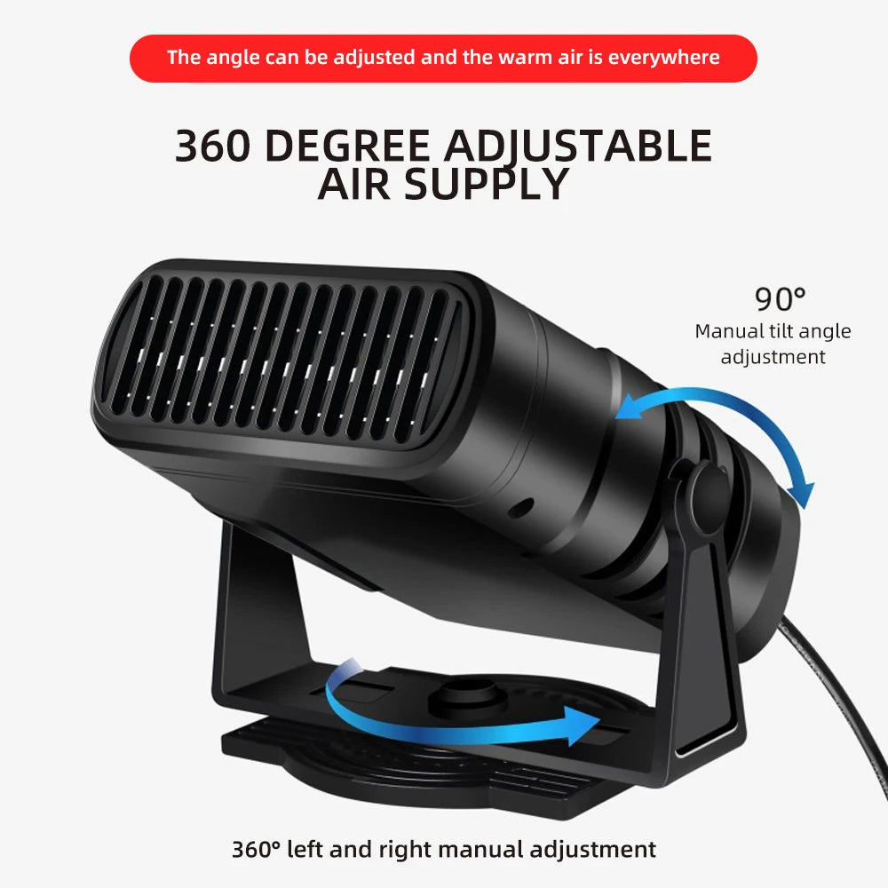 2-in-1 Car Heater and Cooling Fan - 12V/24V Windshield Defroster & Demister - 3