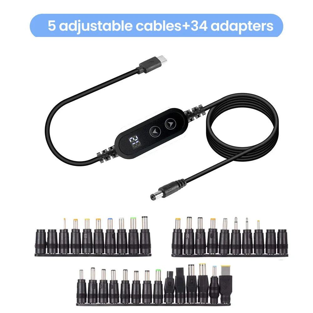 USB-C to DC Fast Charging Power Boost Cable - 5V/9V/12V/15V/20V Adapter