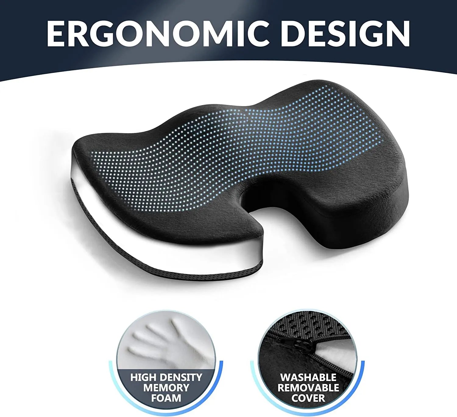 Ergonomic Gel Memory Foam Seat Cushion for Office Chair and Car - 5