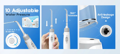 Professional Electric Oral Irrigator Water Flosser with 8 Nozzle Heads