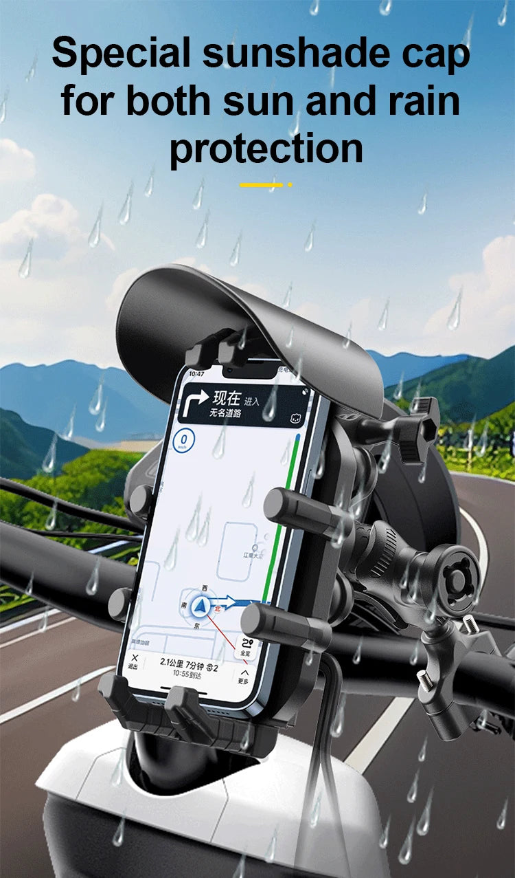Motorcycle Phone Mount with 15W Wireless & 30W USB-C Fast Charger - 15
