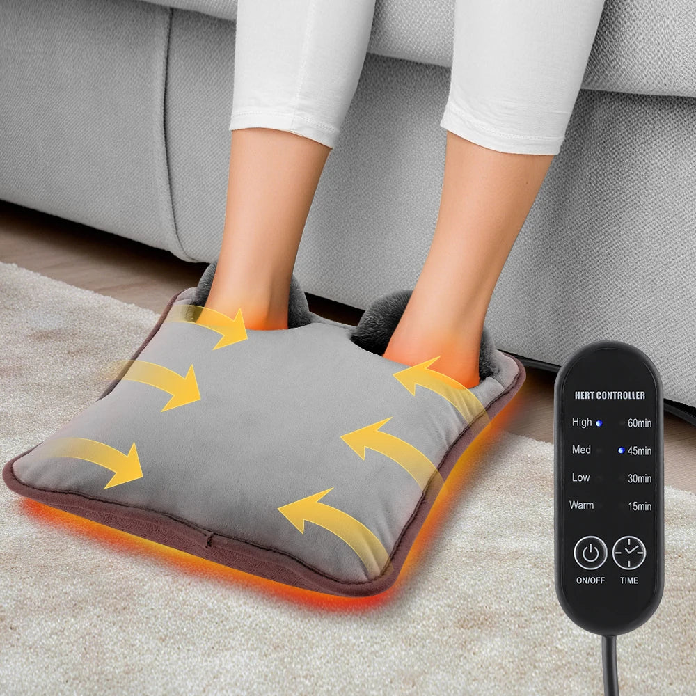 Electric Heated Foot Warmer with 4 Temperature Levels and Auto-Off Timer