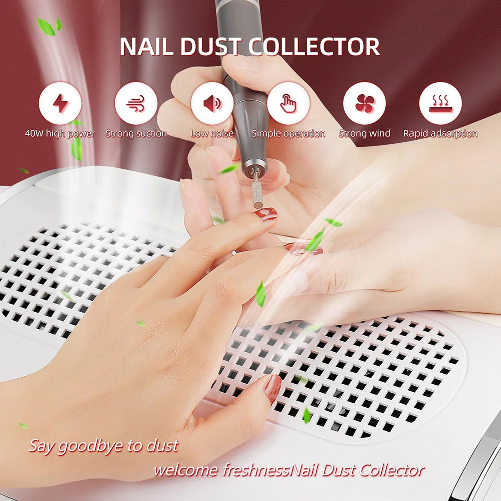 3-Fan Nail Dust Collector - 40W Professional Manicure Vacuum