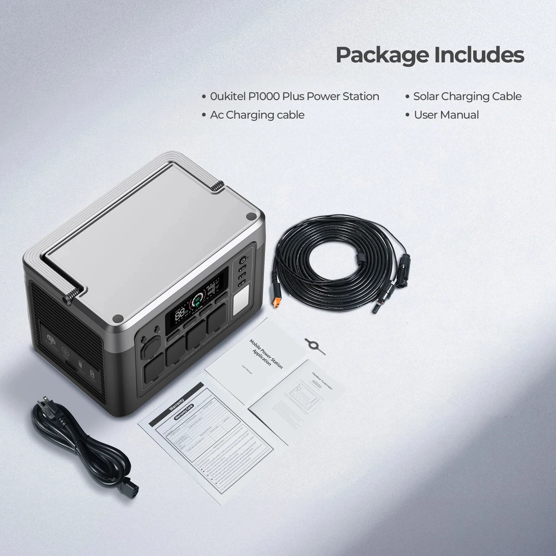 OUKITEL P1000 Plus 1800W Portable Power Station 1024Wh LiFePO4 Solar Generator - 12