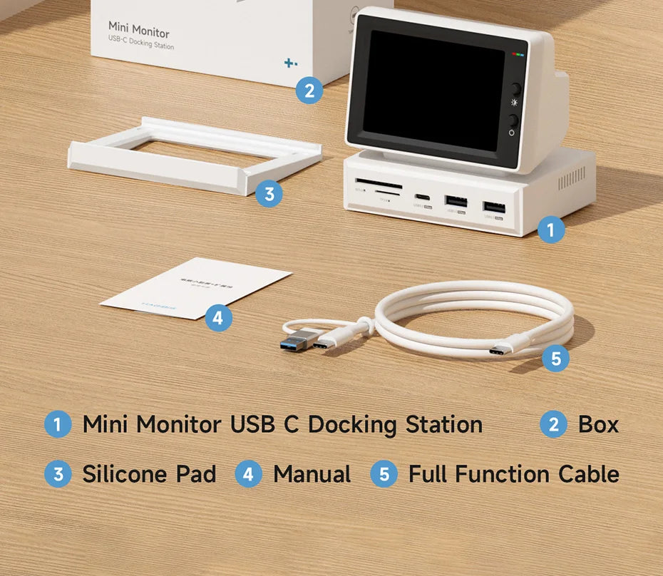3.5" IPS Mini PC Data Monitor & USB-C Docking Station for Laptop - 29