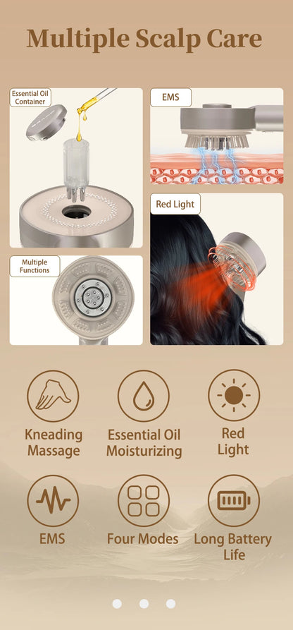 4-in-1 Electric Scalp Massager & Hair Growth Serum Applicator Brush