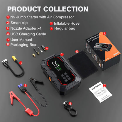1500A Car Jump Starter with 150PSI Air Compressor & Power Bank