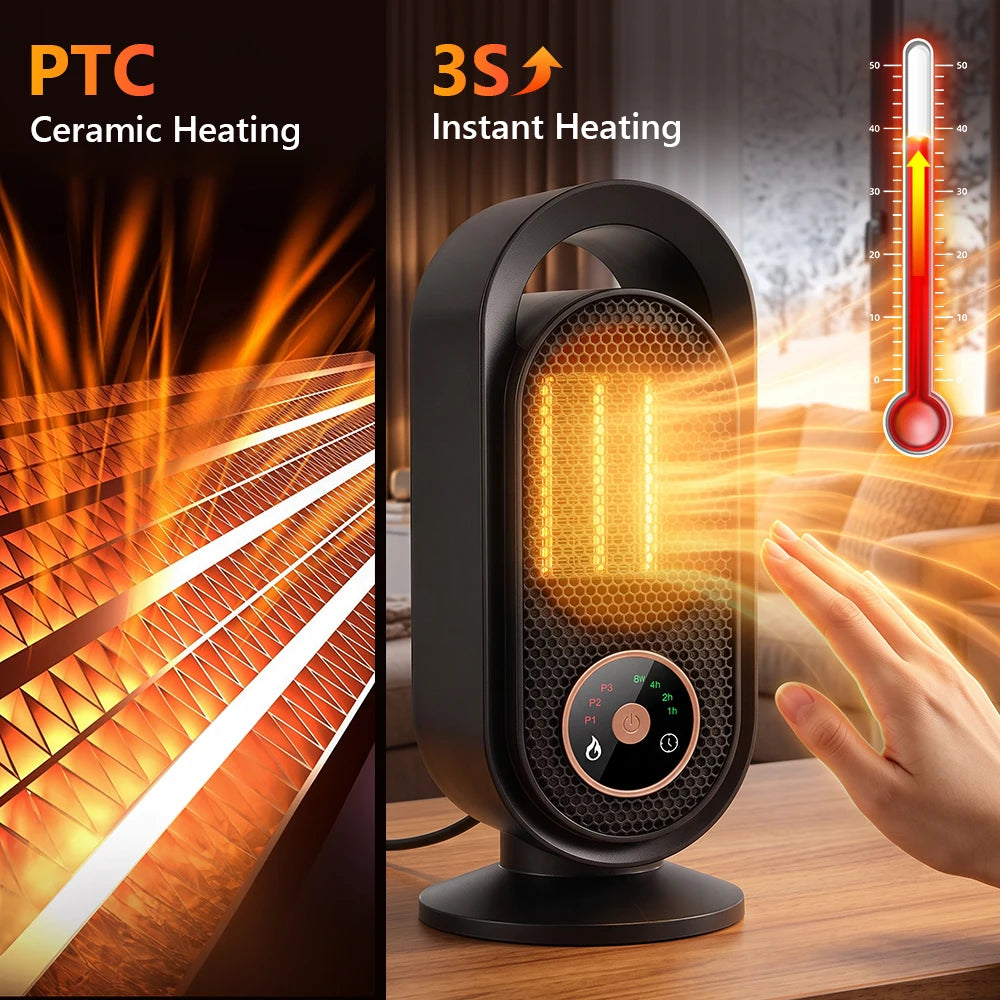 Portable Electric Ceramic Space Heater for Home Office Quiet Fast Heating - 4