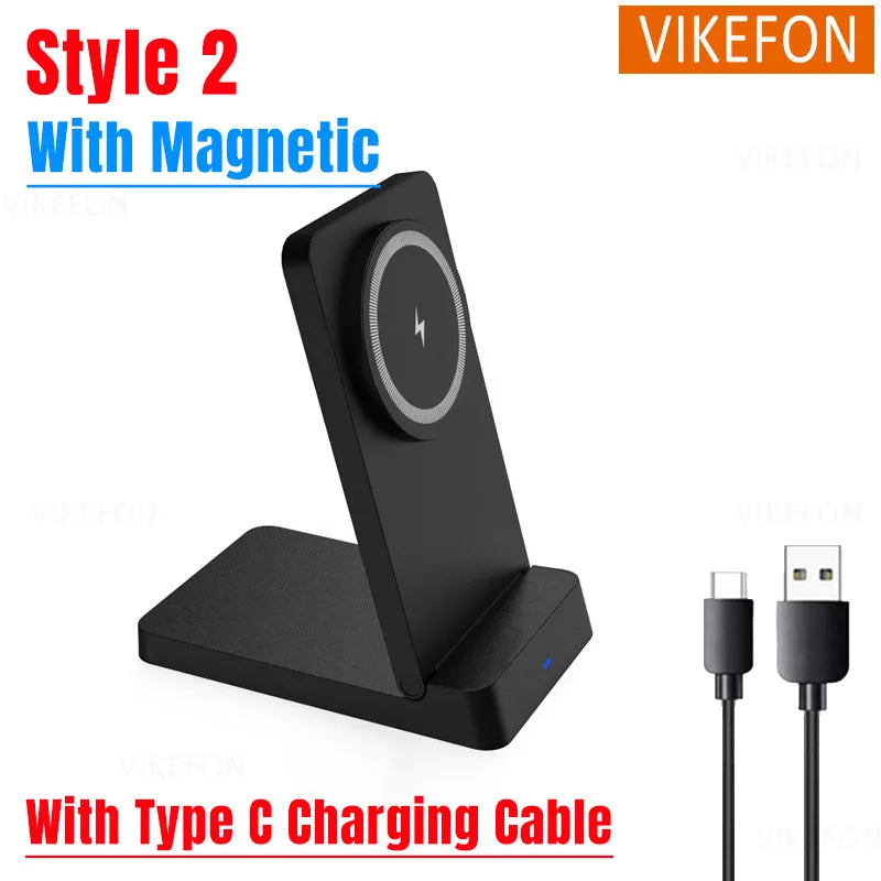 15W Foldable Fast Wireless Charging Stand - Magnetic Phone Desktop Holder - 20