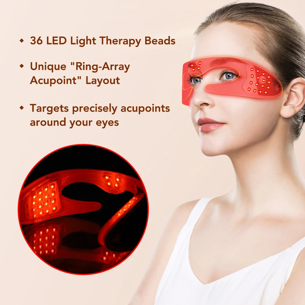 3D LED Red Light Eye Massager with Vibration for Dark Circles & Fatigue Relief