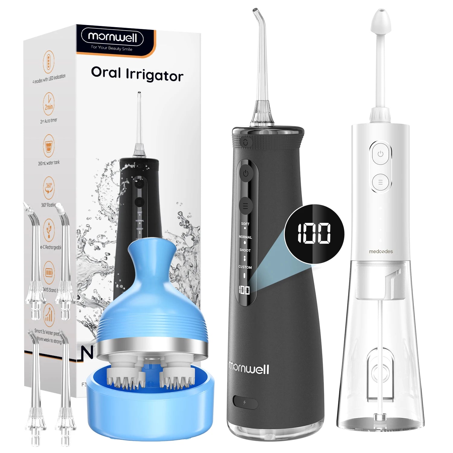 Professional Cordless Water Flosser & Scalp Massager Combo for Oral & Body Care - 38