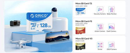 ORICO 128GB Micro SD Card - High-Speed UHS-I V30 for 4K Video & Cameras