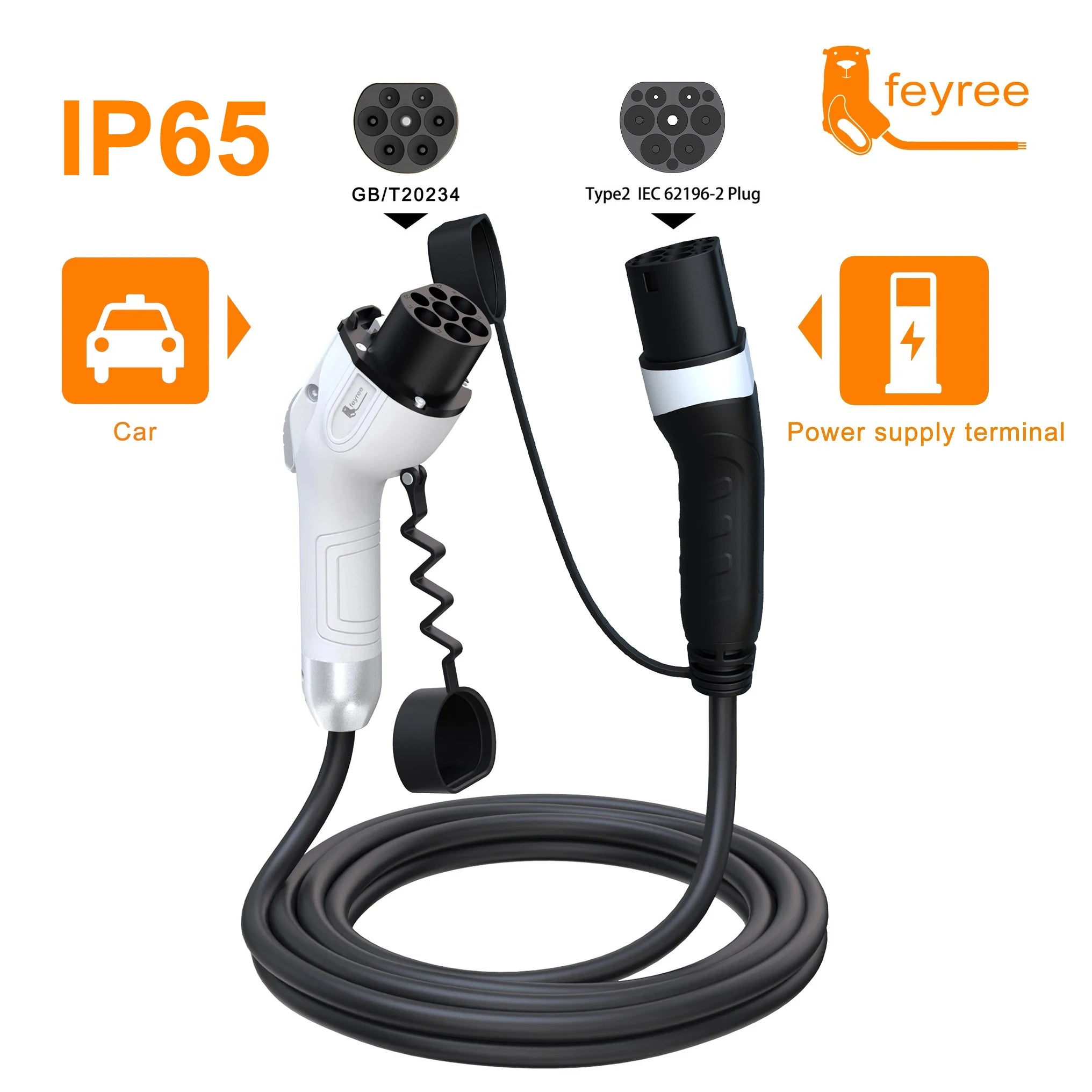 GB/T to Type 2 EV Charging Cable - Fast 16A/32A Electric Vehicle Charger - 11