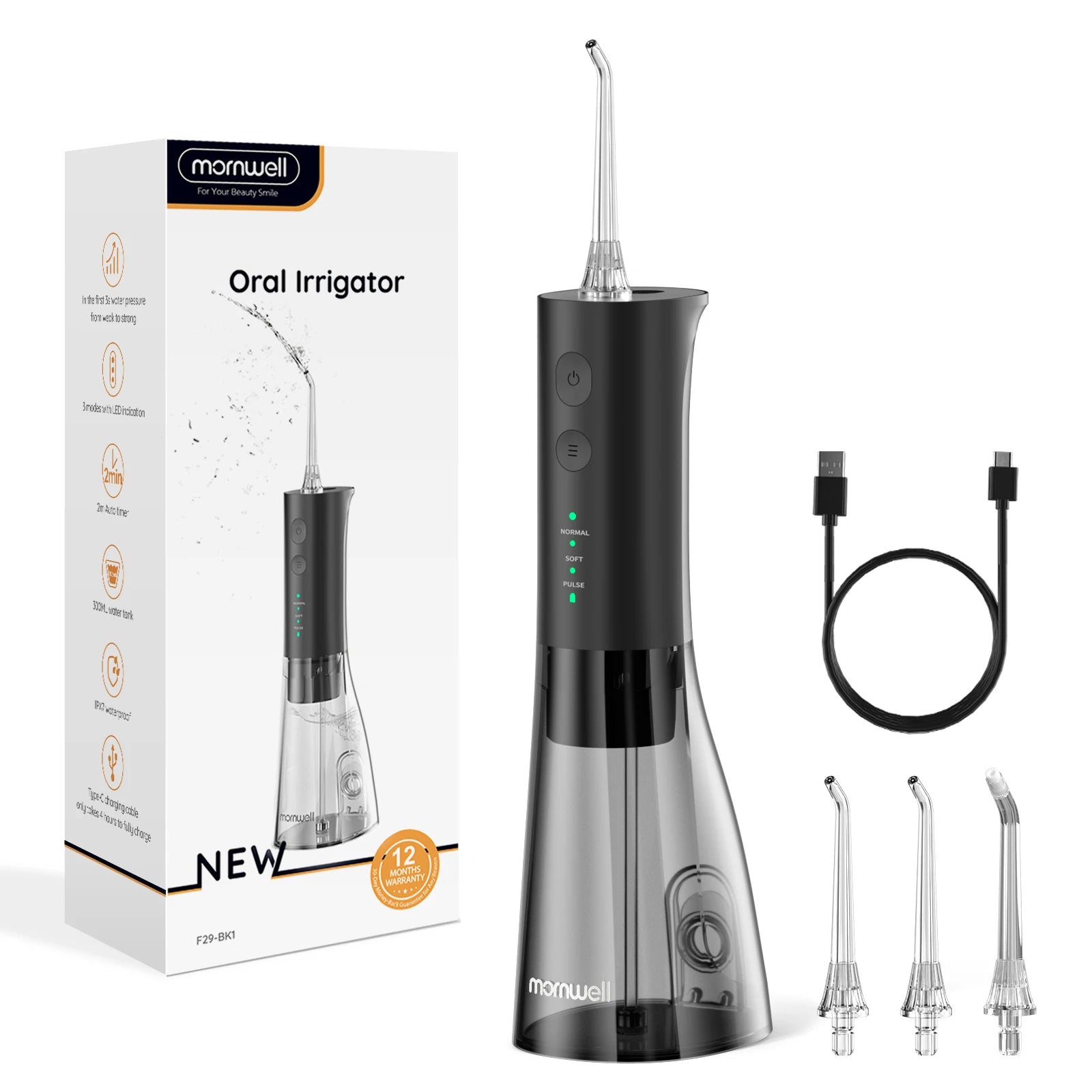 Portable Cordless Water Flosser - Rechargeable Oral Irrigator for Teeth Cleaning - 18