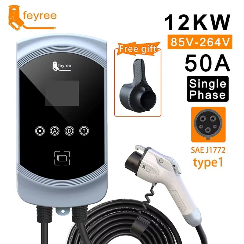 50A 12KW Type 1 EV Charging Station - Fast Home Electric Vehicle Charger - 1
