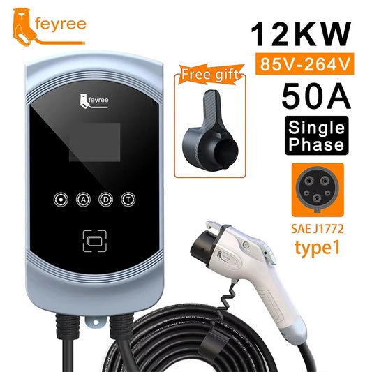 50A 12KW Type 1 EV Charging Station - Fast Home Electric Vehicle Charger