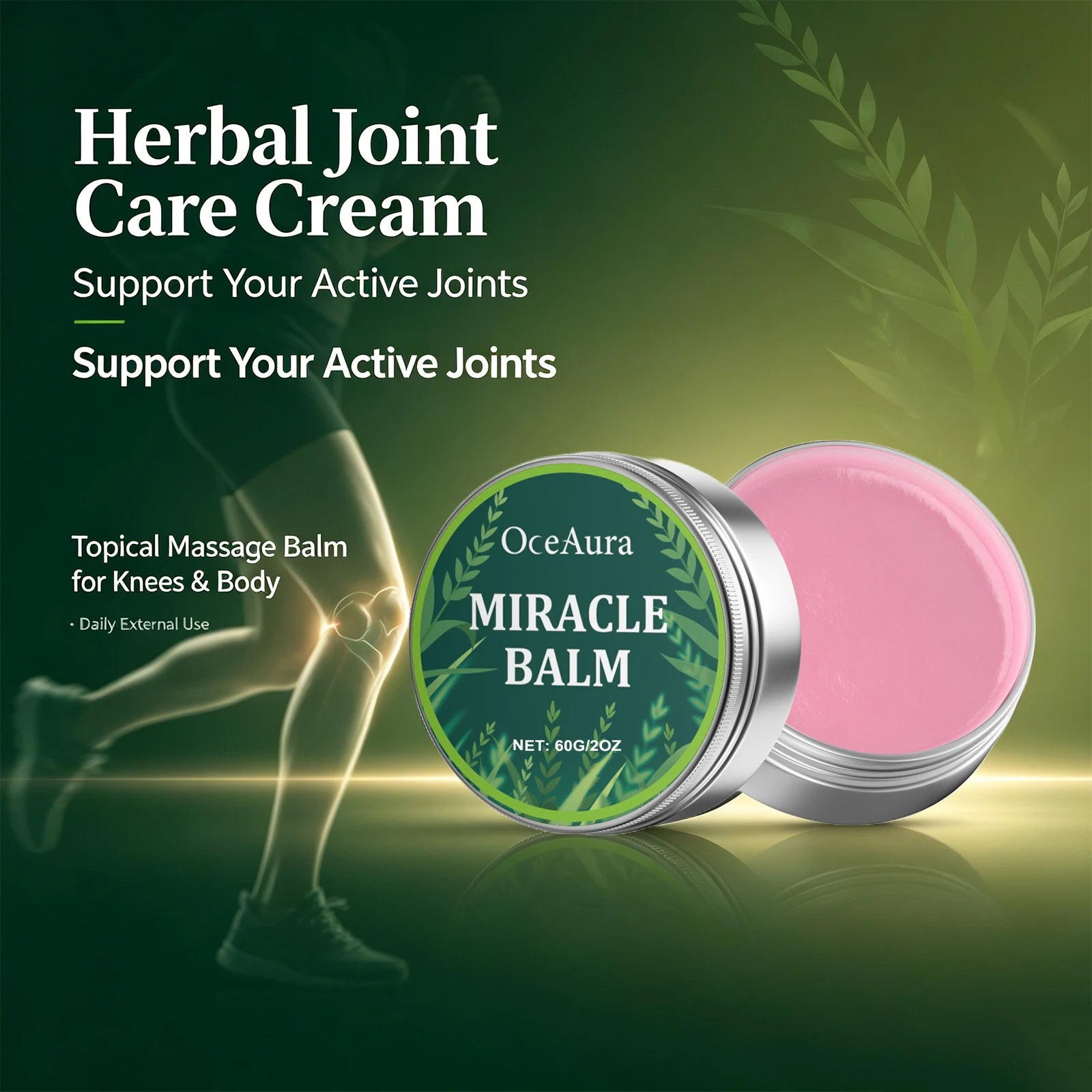 Herbal Joint & Muscle Massage Balm - Soothing Relief Cream for Neck, Back & Knees - 5