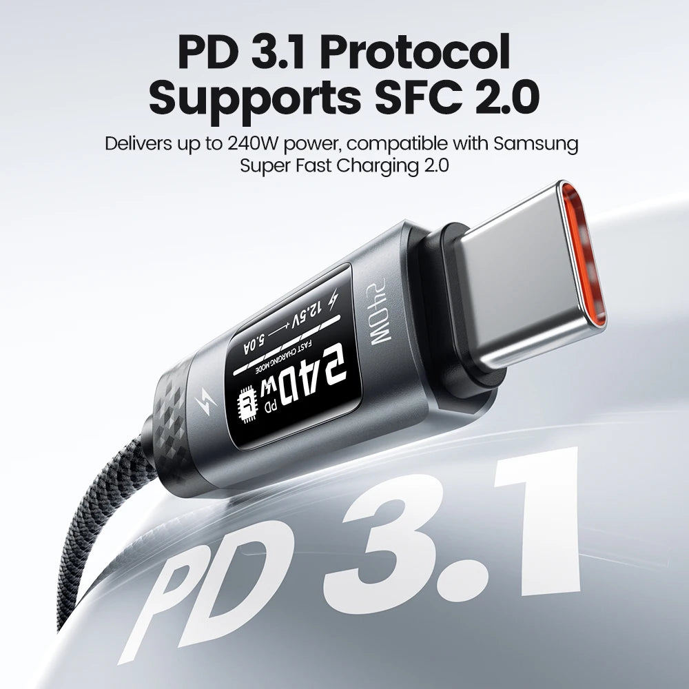 240W USB-C Fast Charging Cable with Real-Time OLED Power Display - 2