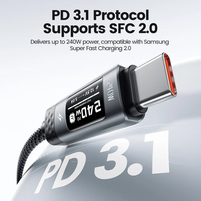 240W USB-C Fast Charging Cable with Real-Time OLED Power Display