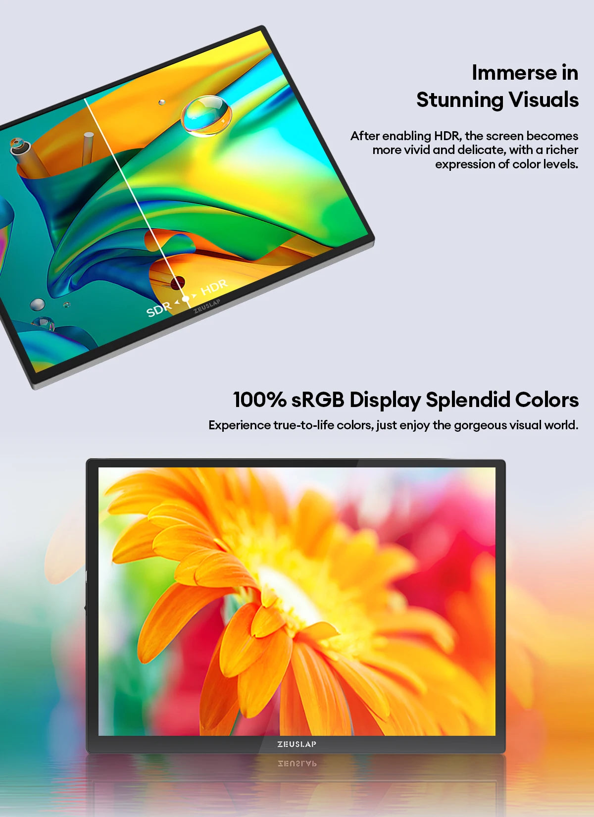 10.5" FHD Portable Touchscreen Monitor - 100% sRGB IPS Slim Display