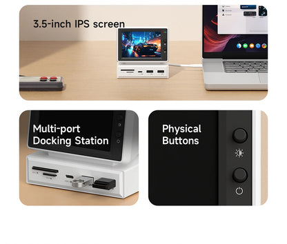 3.5" IPS Mini PC Data Monitor & USB-C Docking Station for Laptop