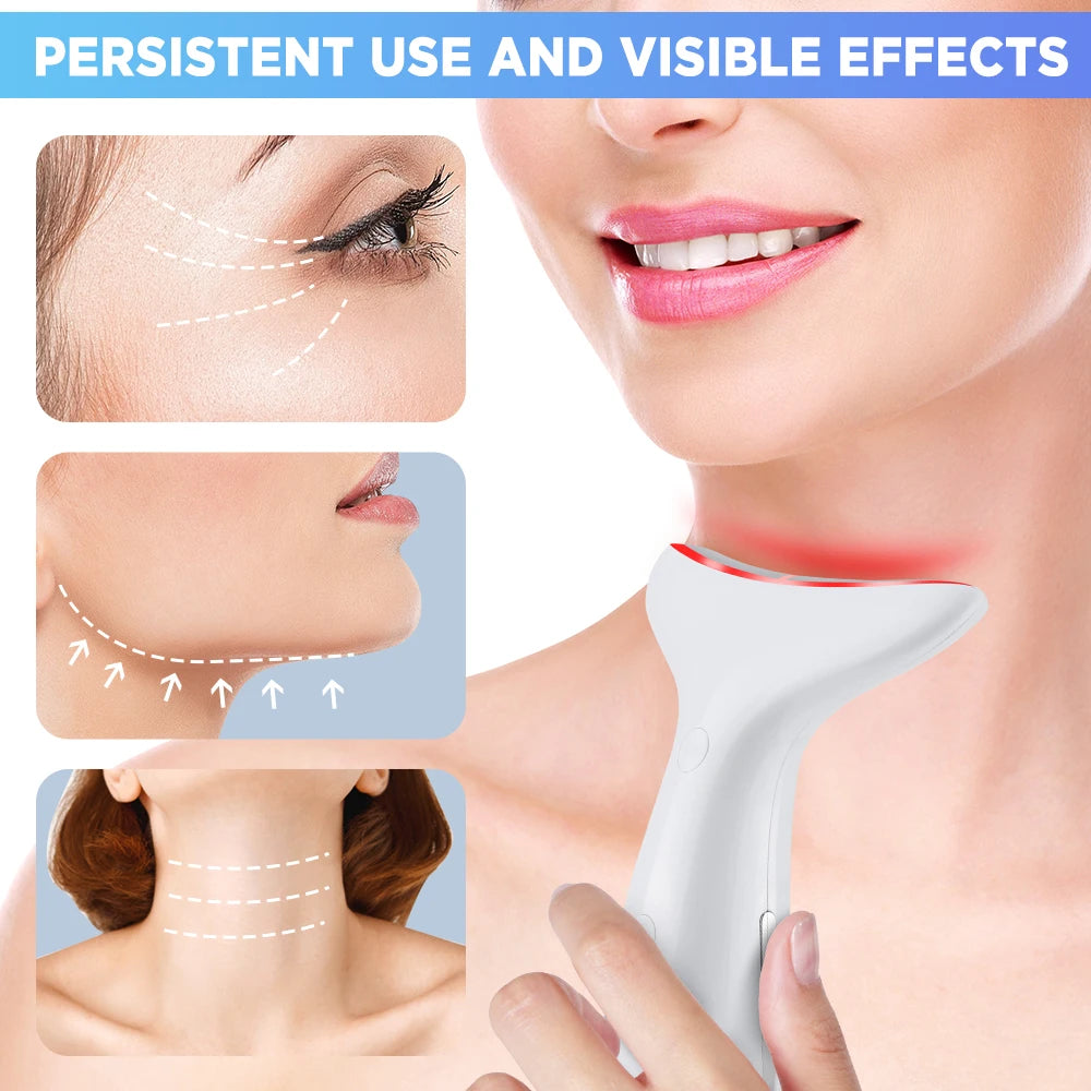 LED Light Therapy Face & Neck Lifting Massager - Anti-Aging Skin Tightening Tool - 19
