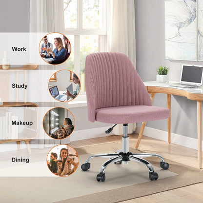 Modern Armless Swivel Desk Chair - Adjustable Height Vanity Task Chair