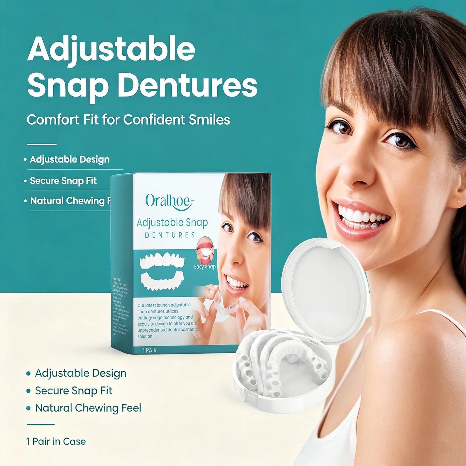 Adjustable Snap-On Dentures for Natural Smile & Comfortable Fit - 4