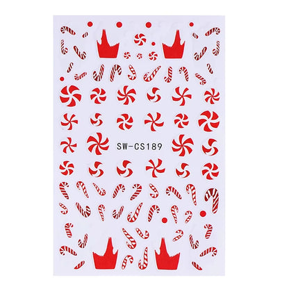 3D Christmas Nail Art Stickers - Festive Snowman & Snowflake Manicure Decals